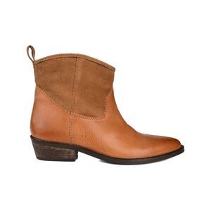 JOURNEE Womens Brown Back Pull Tag Carmela Almond Slip On Leather Booties 8.5 M